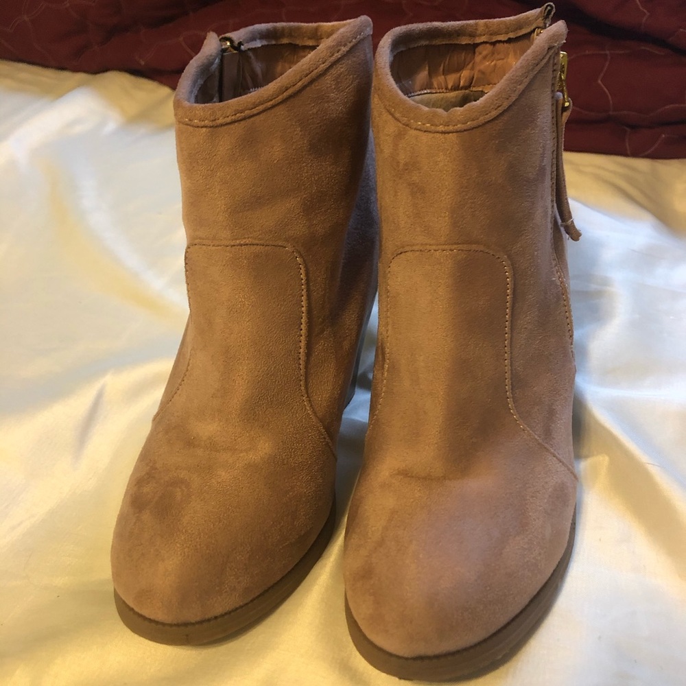 Rose gold/Blush Pink Suede Booties